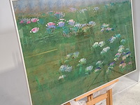 Acryl schilderij, maya wildevuur (1944-2023), bloemenveld, 1991 - afbeelding 3 van  8
