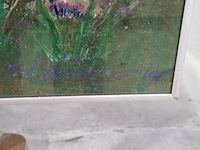Acryl schilderij, maya wildevuur (1944-2023), bloemenveld, 1991 - afbeelding 5 van  8