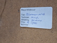 Acryl schilderij, maya wildevuur (1944-2023), bloemenveld, 1991 - afbeelding 8 van  8