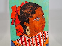 Acryl schilderij, maya wildevuur (1944-2023), dansers mexico, 2001 - afbeelding 2 van  8