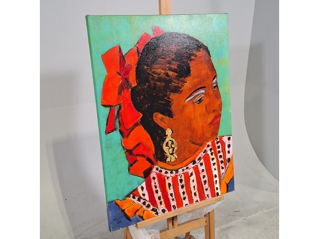 Acryl schilderij, maya wildevuur (1944-2023), dansers mexico, 2001 - afbeelding 3 van  8