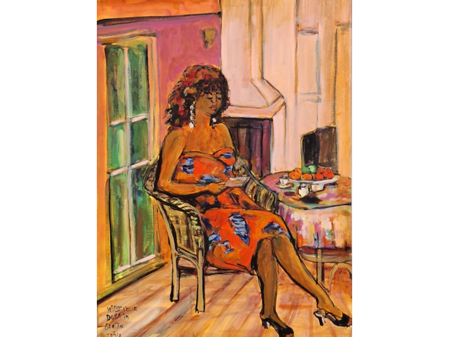 Acryl schilderij, maya wildevuur (1944-2023), dora in giglio, 2004 - afbeelding 1 van  8