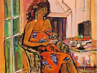 Acryl schilderij, maya wildevuur (1944-2023), dora in giglio, 2004