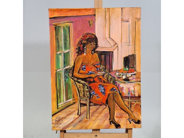 Acryl schilderij, maya wildevuur (1944-2023), dora in giglio, 2004 - afbeelding 2 van  8