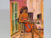 Acryl schilderij, maya wildevuur (1944-2023), dora in giglio, 2004 - afbeelding 2 van  8