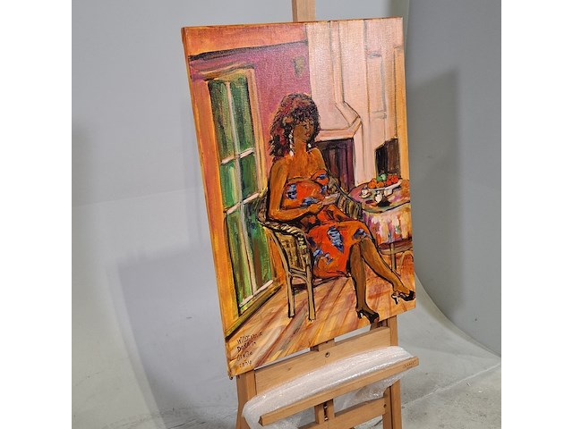 Acryl schilderij, maya wildevuur (1944-2023), dora in giglio, 2004 - afbeelding 3 van  8