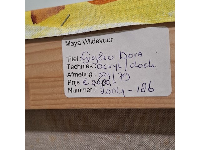 Acryl schilderij, maya wildevuur (1944-2023), dora in giglio, 2004 - afbeelding 8 van  8