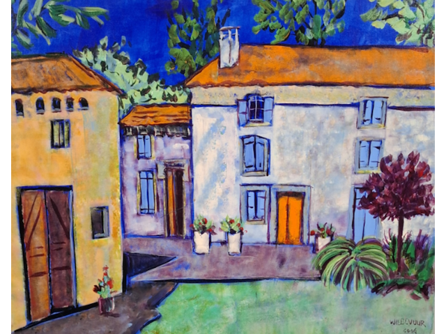 Acryl schilderij, maya wildevuur (1944-2023), frankrijk pourpry, 2006 - afbeelding 1 van  8