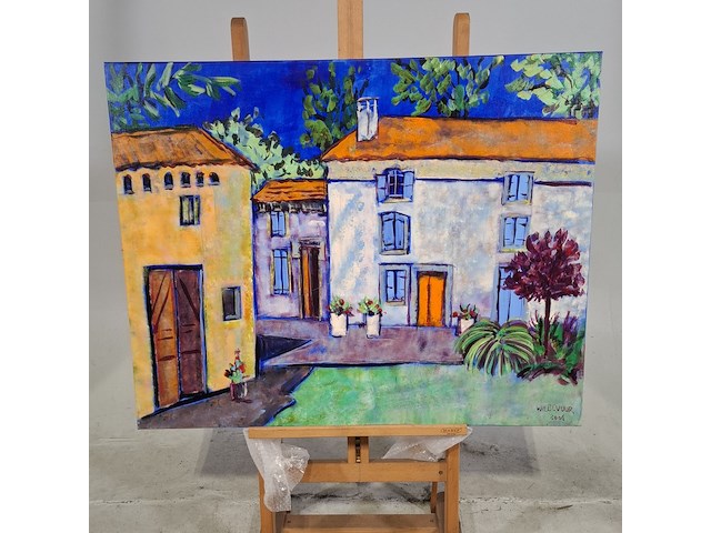 Acryl schilderij, maya wildevuur (1944-2023), frankrijk pourpry, 2006 - afbeelding 2 van  8