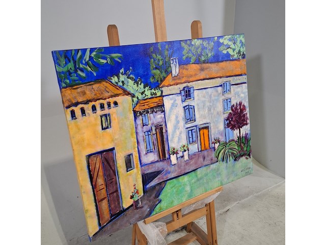 Acryl schilderij, maya wildevuur (1944-2023), frankrijk pourpry, 2006 - afbeelding 3 van  8