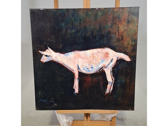 Acryl schilderij, maya wildevuur (1944-2023), geit, 2001 - afbeelding 2 van  8