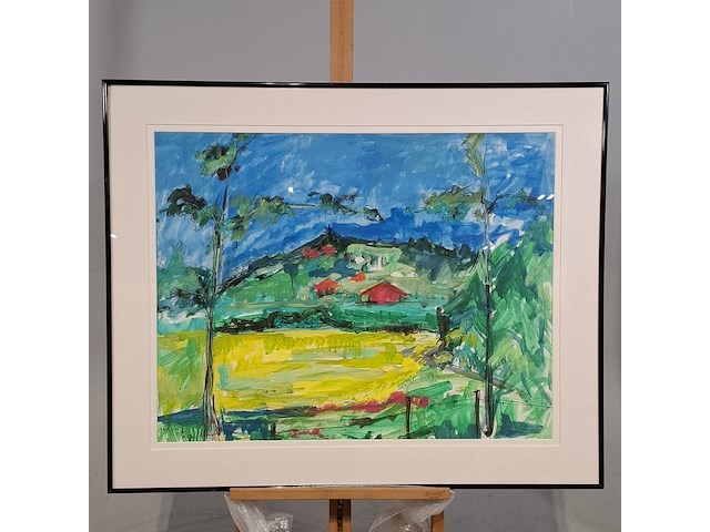 Acryl schilderij, maya wildevuur (1944-2023), heidekas, 1991 - afbeelding 2 van  9