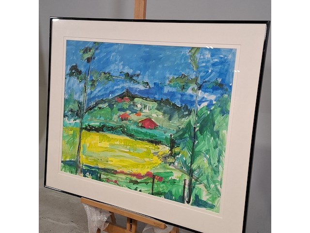 Acryl schilderij, maya wildevuur (1944-2023), heidekas, 1991 - afbeelding 4 van  9