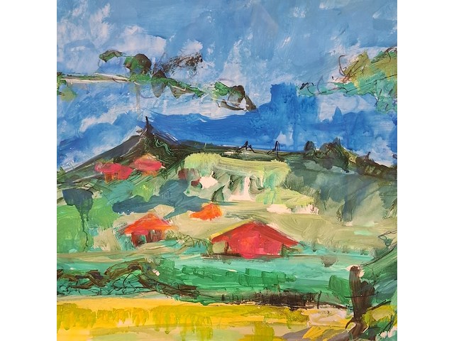 Acryl schilderij, maya wildevuur (1944-2023), heidekas, 1991 - afbeelding 7 van  9