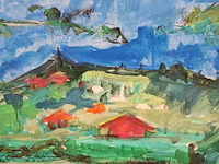 Acryl schilderij, maya wildevuur (1944-2023), heidekas, 1991 - afbeelding 7 van  9