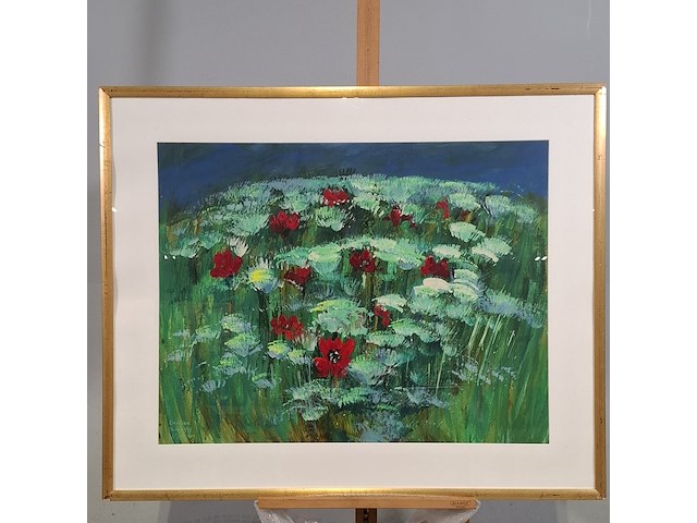 Acryl schilderij, maya wildevuur (1944-2023), klaprozen, 1997 - afbeelding 2 van  8