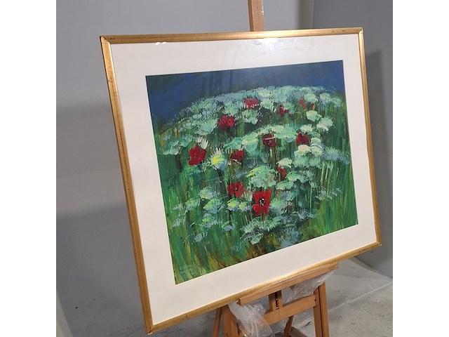 Acryl schilderij, maya wildevuur (1944-2023), klaprozen, 1997 - afbeelding 3 van  8