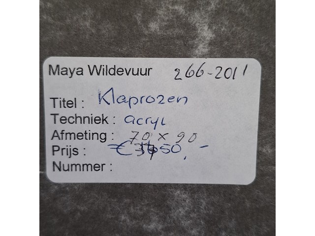 Acryl schilderij, maya wildevuur (1944-2023), klaprozen, 1997 - afbeelding 8 van  8