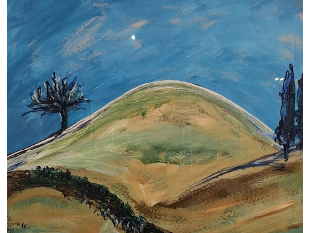 Acryl schilderij, maya wildevuur (1944-2023), landschap, 1991 - afbeelding 1 van  9