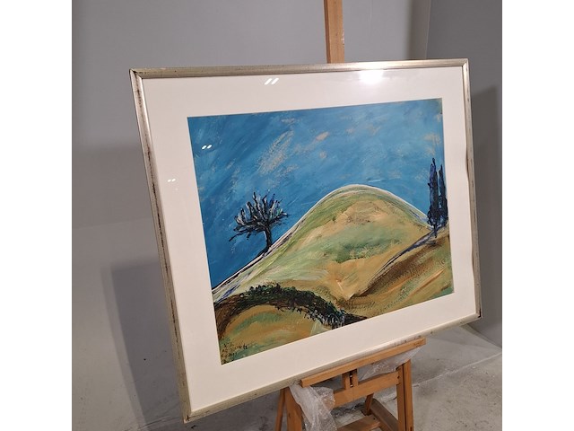 Acryl schilderij, maya wildevuur (1944-2023), landschap, 1991 - afbeelding 3 van  9