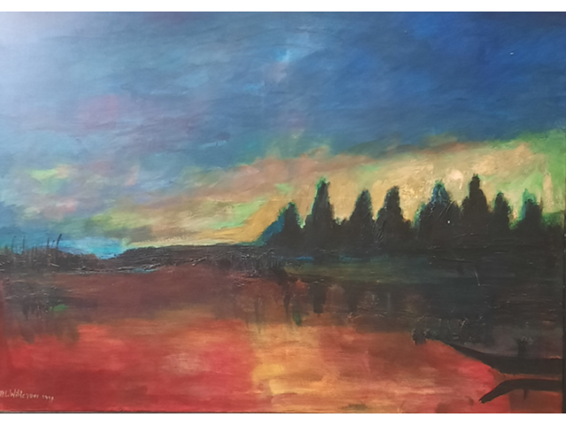 Acryl schilderij, maya wildevuur (1944-2023), landschap, 1999 - afbeelding 1 van  8