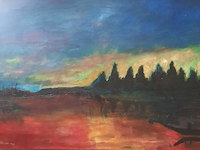 Acryl schilderij, maya wildevuur (1944-2023), landschap, 1999 - afbeelding 1 van  8