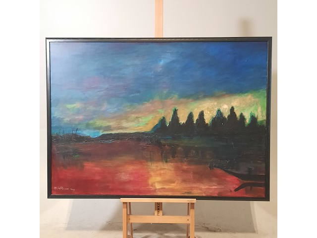 Acryl schilderij, maya wildevuur (1944-2023), landschap, 1999 - afbeelding 2 van  8