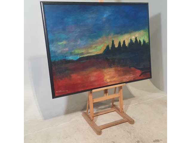 Acryl schilderij, maya wildevuur (1944-2023), landschap, 1999 - afbeelding 3 van  8