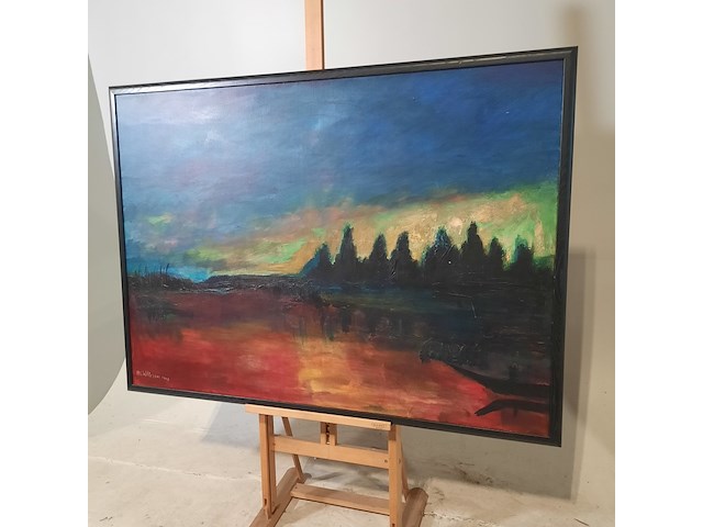 Acryl schilderij, maya wildevuur (1944-2023), landschap, 1999 - afbeelding 4 van  8