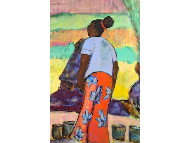 Acryl schilderij, maya wildevuur (1944-2023), marktvrouw - afbeelding 1 van  9