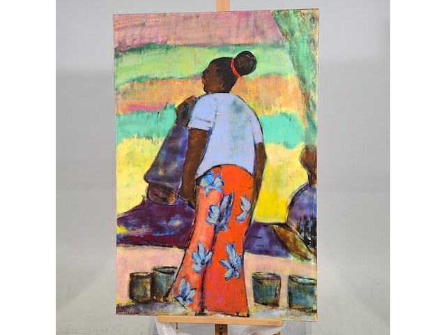 Acryl schilderij, maya wildevuur (1944-2023), marktvrouw - afbeelding 2 van  9
