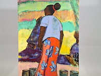 Acryl schilderij, maya wildevuur (1944-2023), marktvrouw - afbeelding 2 van  9