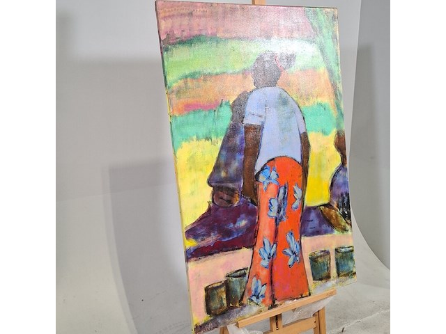 Acryl schilderij, maya wildevuur (1944-2023), marktvrouw - afbeelding 3 van  9