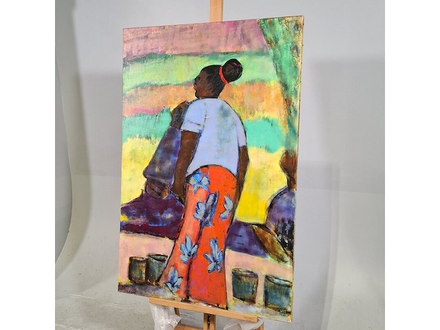 Acryl schilderij, maya wildevuur (1944-2023), marktvrouw - afbeelding 4 van  9