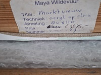 Acryl schilderij, maya wildevuur (1944-2023), marktvrouw - afbeelding 9 van  9