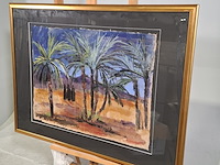 Acryl schilderij maya wildevuur (1944-2023), marokko agdz, bouwjaar 2002 - afbeelding 4 van  9