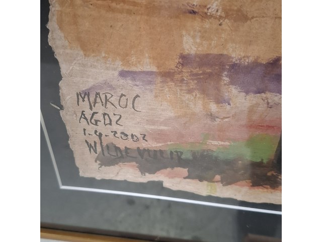 Acryl schilderij maya wildevuur (1944-2023), marokko agdz, bouwjaar 2002 - afbeelding 6 van  9