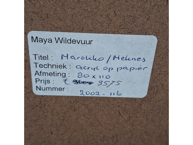 Acryl schilderij, maya wildevuur (1944-2023), marokko meknes, 2002 - afbeelding 9 van  9