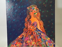 Acryl schilderij, maya wildevuur (1944-2023), meisje, 2013 - afbeelding 2 van  8