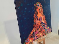 Acryl schilderij, maya wildevuur (1944-2023), meisje, 2013 - afbeelding 3 van  8