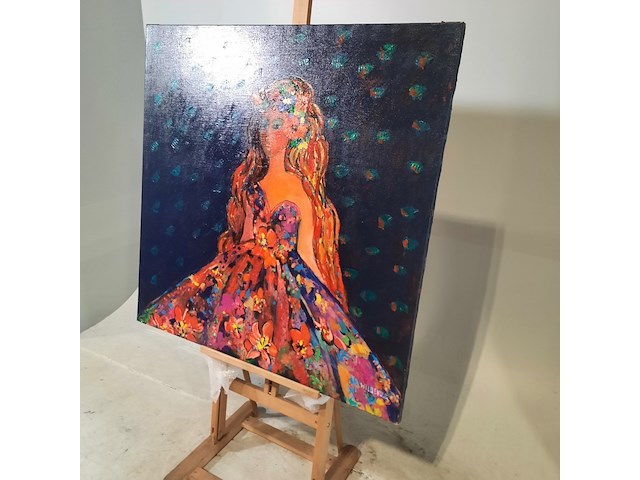 Acryl schilderij, maya wildevuur (1944-2023), meisje, 2013 - afbeelding 4 van  8