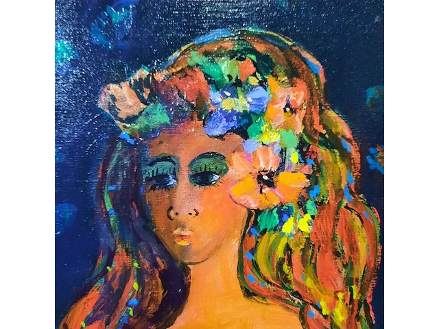 Acryl schilderij, maya wildevuur (1944-2023), meisje, 2013 - afbeelding 6 van  8