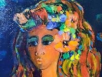 Acryl schilderij, maya wildevuur (1944-2023), meisje, 2013 - afbeelding 6 van  8