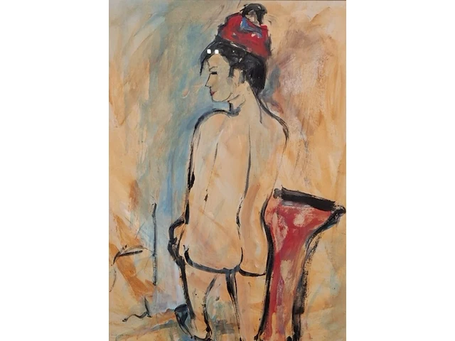 Acryl schilderij maya wildevuur (1944-2023), naakt, bouwjaar 1995 - afbeelding 1 van  9