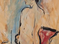 Acryl schilderij maya wildevuur (1944-2023), naakt, bouwjaar 1995 - afbeelding 1 van  9