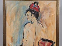 Acryl schilderij maya wildevuur (1944-2023), naakt, bouwjaar 1995 - afbeelding 3 van  9