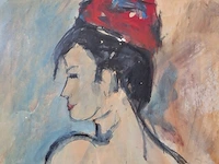 Acryl schilderij maya wildevuur (1944-2023), naakt, bouwjaar 1995 - afbeelding 5 van  9