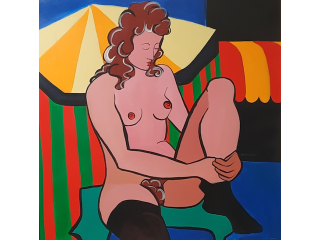 Acryl schilderij, maya wildevuur (1944-2023), naakt - afbeelding 1 van  7