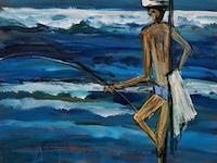 Acryl schilderij, maya wildevuur (1944-2023), paalzitter, 1999 - afbeelding 1 van  9