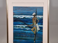 Acryl schilderij, maya wildevuur (1944-2023), paalzitter, 1999 - afbeelding 2 van  9